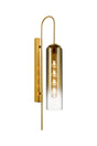 Samed 70cm Curved Wall Light, 1 Light E27, Brass Gold / Gold Fade