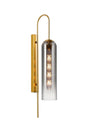 Samed 70cm Curved Wall Light, 1 Light E27, Brass Gold / Smoke Fade