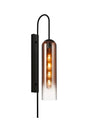 Samed 70cm Curved Wall Light, 1 Light E27, Satin Black / Copper Fade
