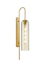 Samed 70cm Curved Wall Light, 1 Light E27, Satin Gold / Cognac