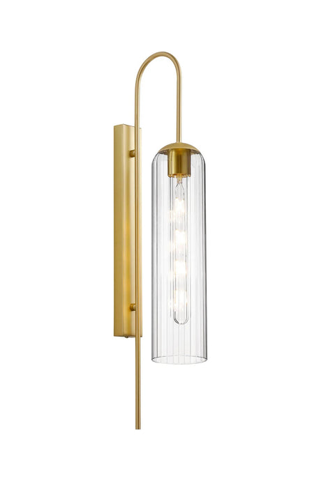 Samed 70cm Curved Wall Light, 1 Light E27, Satin Gold / Clear