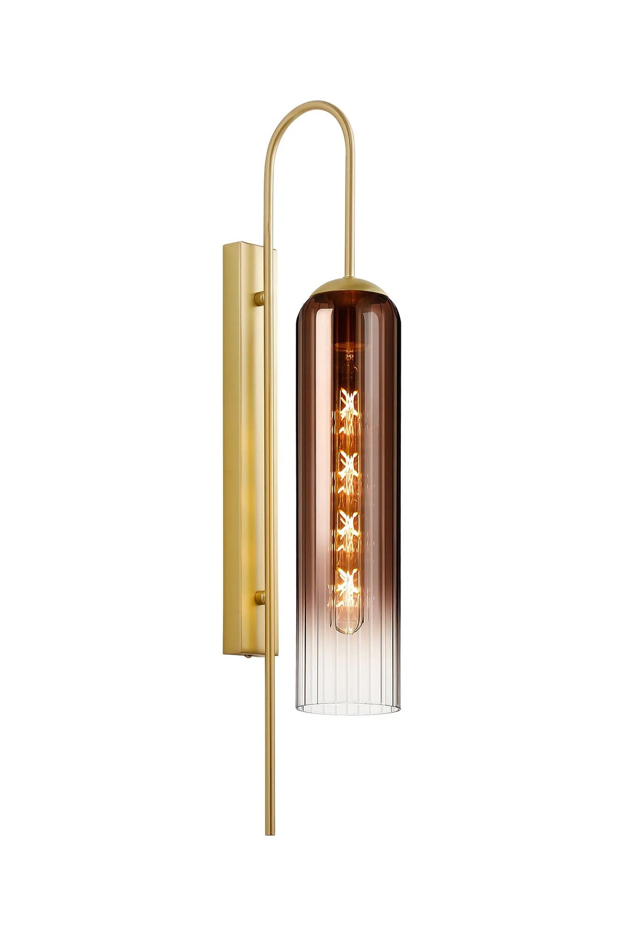 Samed 70cm Curved Wall Light, 1 Light E27, Satin Gold / Copper Fade