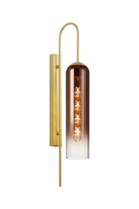 Samed 70cm Curved Wall Light, 1 Light E27, Satin Gold / Copper Fade