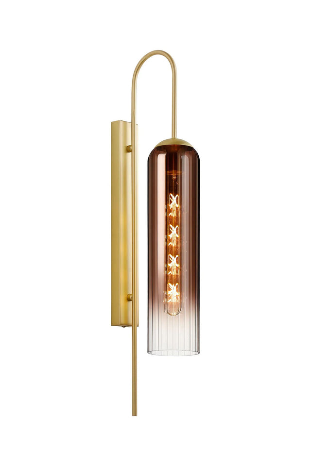 Samed 70cm Curved Wall Light, 1 Light E27, Satin Gold / Copper Fade