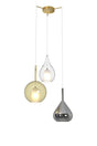 Sanson Pendant Mixed Shades, 3 x E27, Multicoloured Glass, Gold Frame