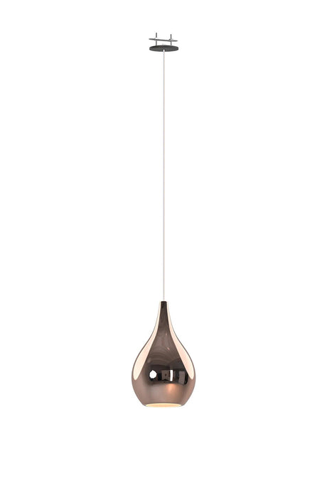 Sanson Recessed Pendant With Teardrop Shade, 1 Light E27, Black/Copper Glass With Frosted Inner