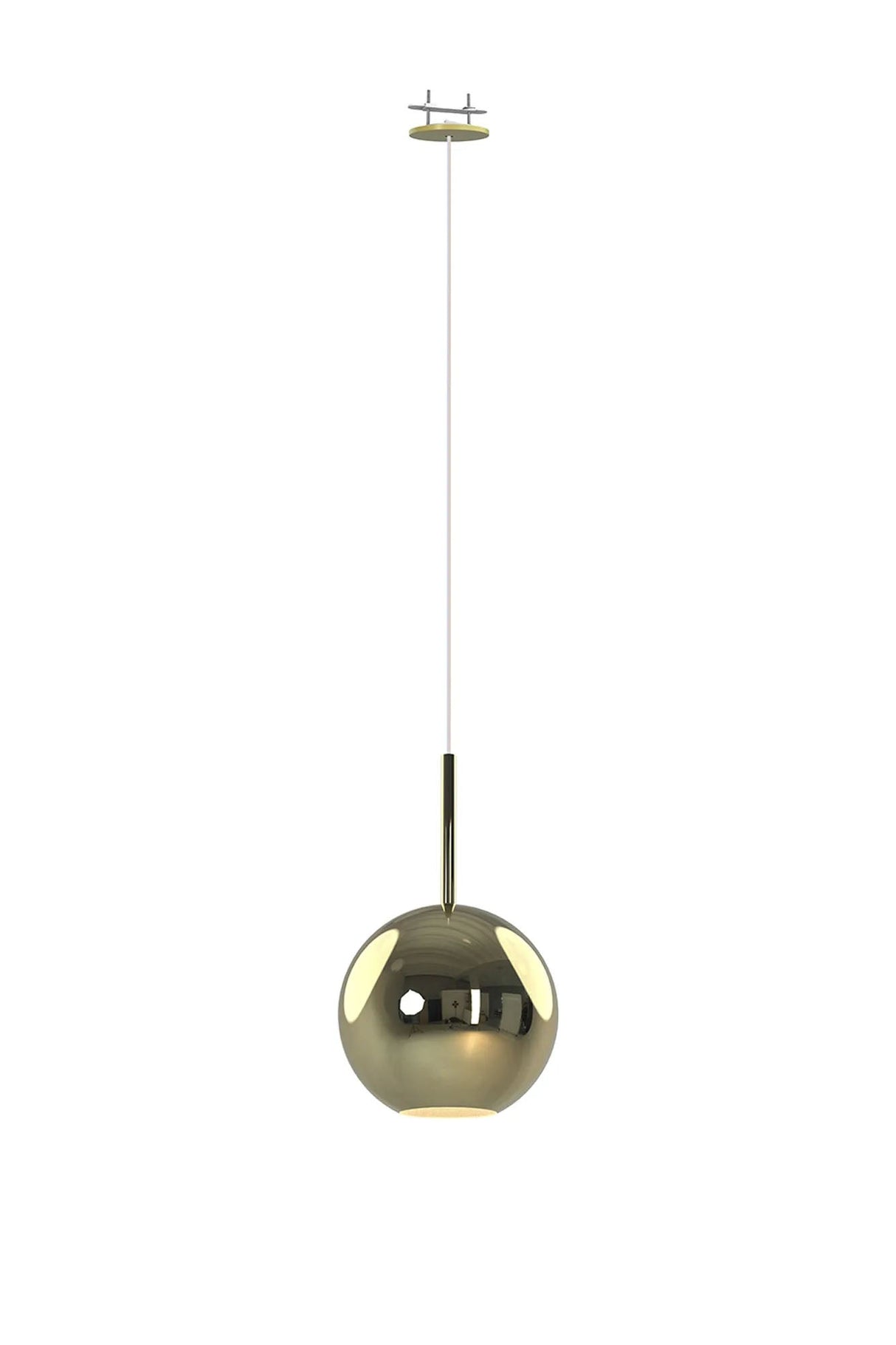 Sanson Recessed Pendant With Round Shade, 1 Light E27, Gold/Gold Glass With Frosted Inner