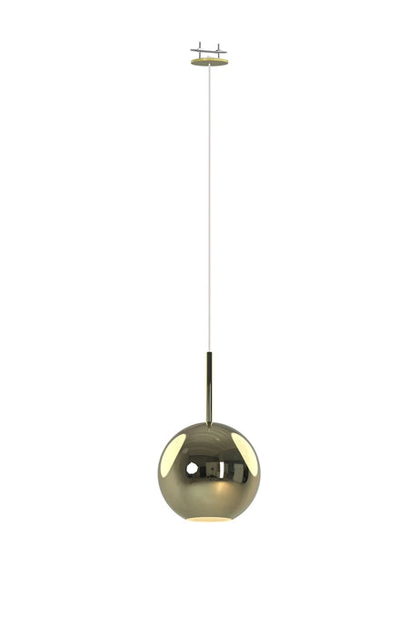 Sanson Recessed Pendant With Round Shade, 1 Light E27, Gold/Gold Glass With Frosted Inner