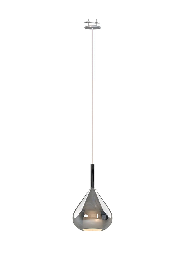 Sanson Recessed Pendant Kit With Reuleaux Triangle Shade, 1 Light E27, Silver/Chrome Glass With Frosted Inner