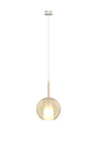 Sanson Recessed Pendant With Round Shade, 1 Light E27, Antique Brass/Cognac Glass With Frosted Inner