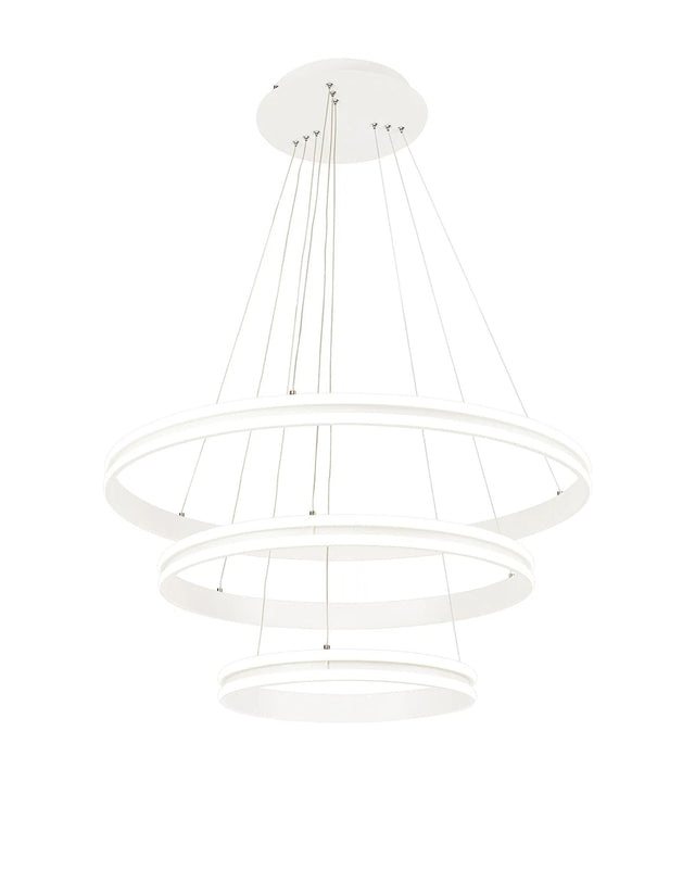 Schwarz Pendant, 3 Light 50W,30W,20W LED, 4000K, Dimmable, Matt White