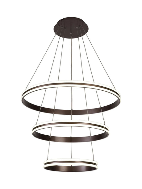 Schwarz Pendant, 3 Light 50W,30W,20W LED, 3500K, Dimmable, Coffee