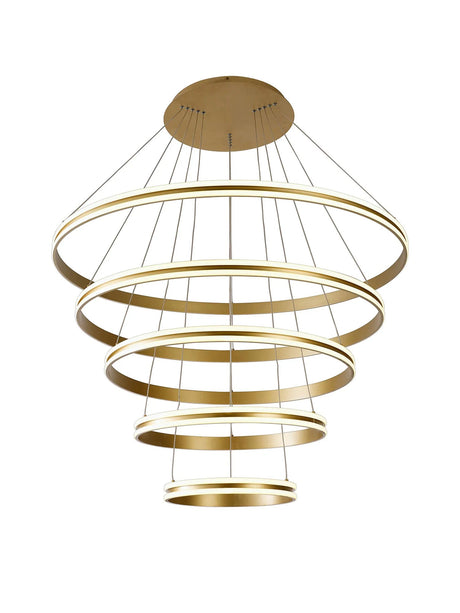 Schwarz Pendant, 5 Tier 150W LED, 3500K, 6800lm, Triac Dimmable, Sand Gold, 3yrs Warranty