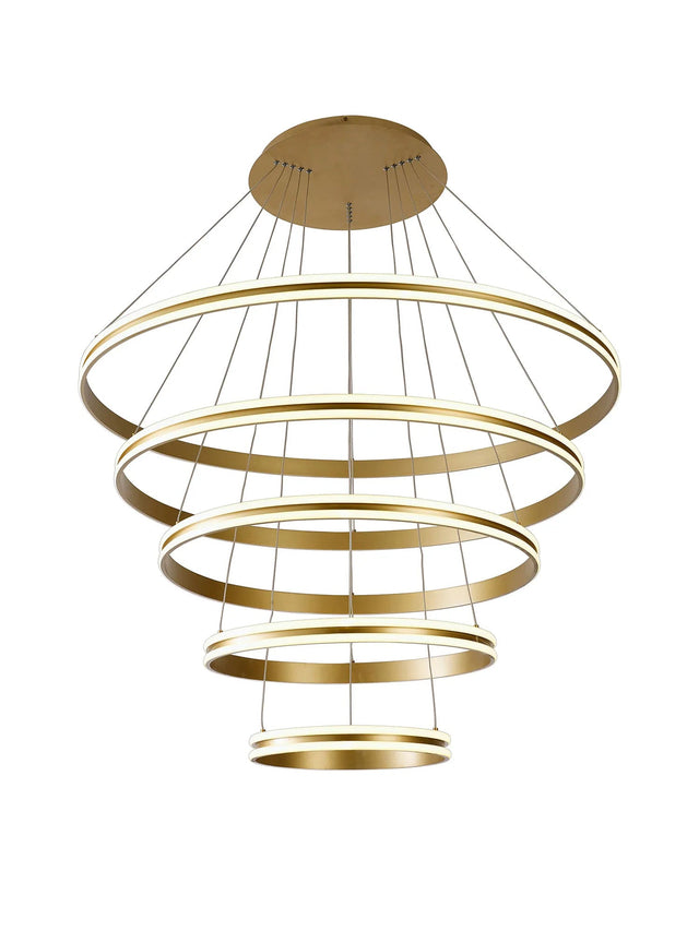 Schwarz Pendant, 5 Tier 150W LED, 3500K, 6800lm, Triac Dimmable, Sand Gold, 3yrs Warranty
