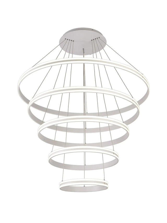 Schwarz Pendant, 5 Tier 150W LED, 4000K, 6800lm, Triac Dimmable, Matt White, 3yrs Warranty