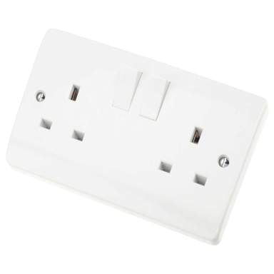 Scolmore Click Mode 13A DP 2 Gang Switched Socket White