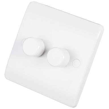Scolmore Click Mode 250W 2 Gang 2 Way Resistive Inductive Dimmer Switch White