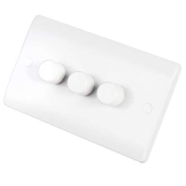 Scolmore Click Mode 250W 3 Gang 2 Way Resistive Inductive Dimmer Switch White