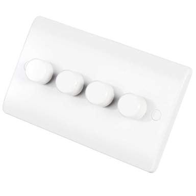 Scolmore Click Mode 250W 4 Gang 2 Way Resistive Inductive Dimmer Switch White