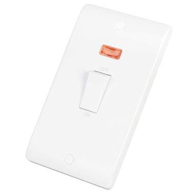 Scolmore Click Mode 45A DP 2 Gang Vertical Switch with Neon White