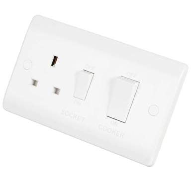 Scolmore Click Mode 45A DP Cooker Unit with White Rockers White