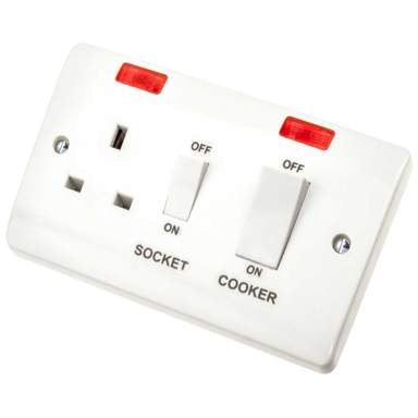 Scolmore Click Mode 45A DP Cooker Unit with Neon and White Rockers White