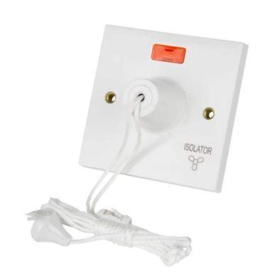 Scolmore Click Polar 10A Triple Pole Pull Cord Fan Isolator Switch with Neon White