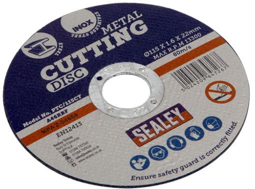 Sealey Ø115 x 1.6mm Cutting Disc Ø22mm Bore