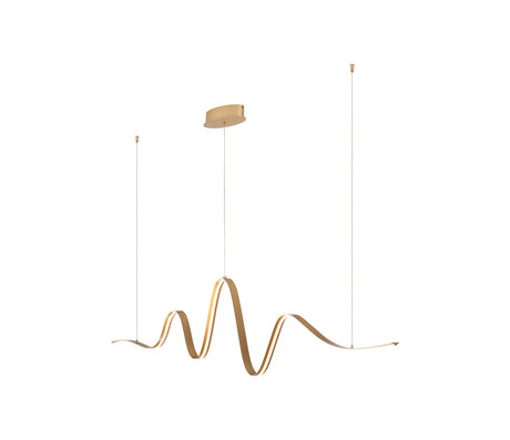 Seek Wave Pendant, 1 x 34W LED, Triac Dimmable, 3000K, 2000lm, Gold, 3yrs Warranty