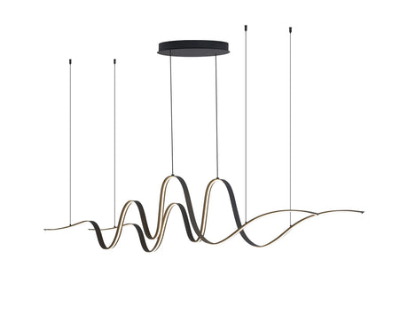 Seek Double Wave Pendant, 1 x 65W LED, Triac Dimmable, 3000K, 3600lm, Dark Grey, 3yrs Warranty