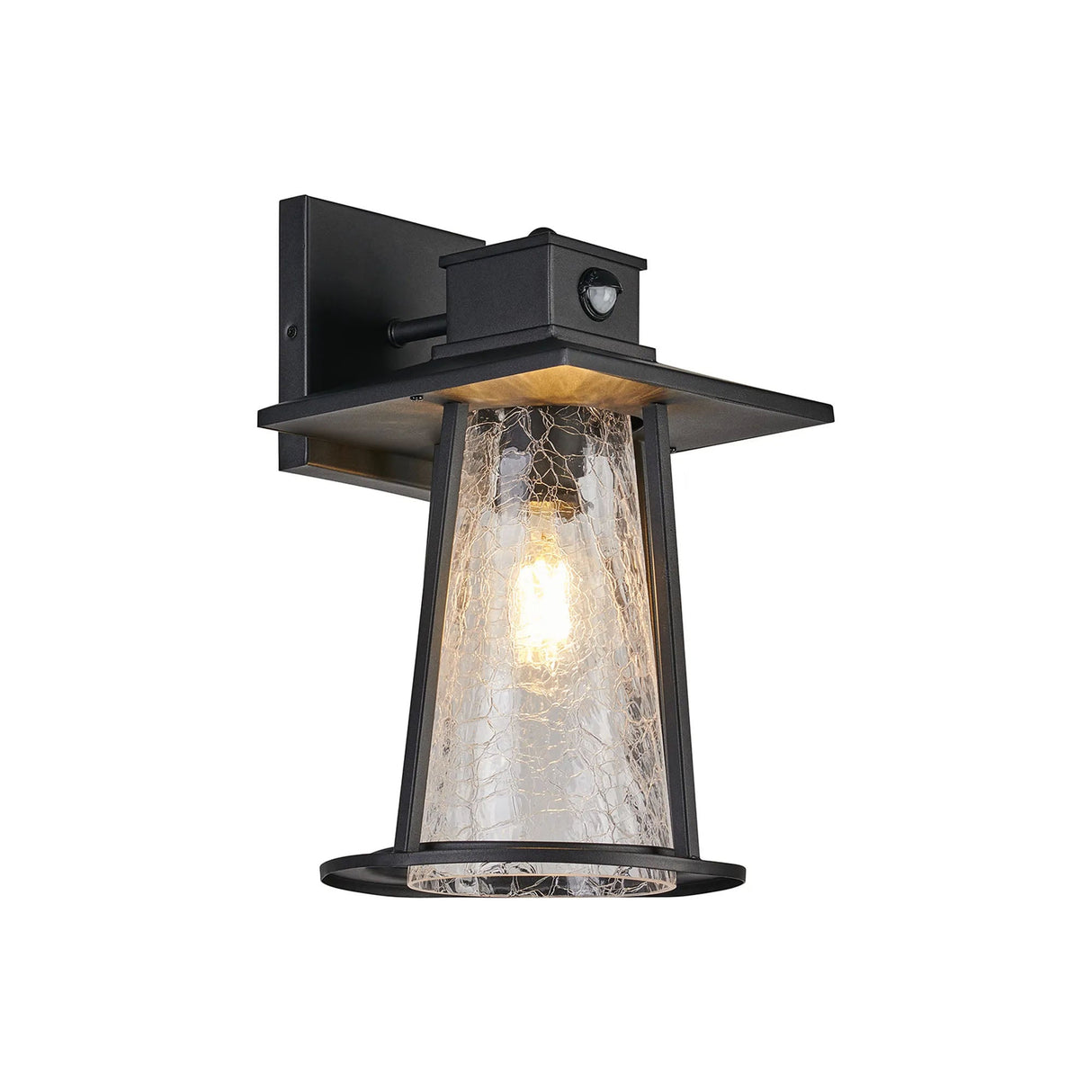 Semedo Cone Wall Lamp With PIR Sensor 1 x E27, IP44, Black/Clear