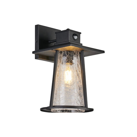 Semedo Cone Wall Lamp With PIR Sensor 1 x E27, IP44, Black/Clear