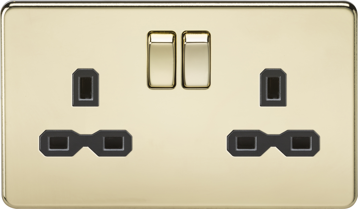 Knightsbridge - ML 13A 2G DP Switched Socket with Twin Earths - various colour options