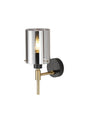 Shilton Wall Lamp 1 Light IP44 Cylinder Glass Black/Brass Gold/Smoke