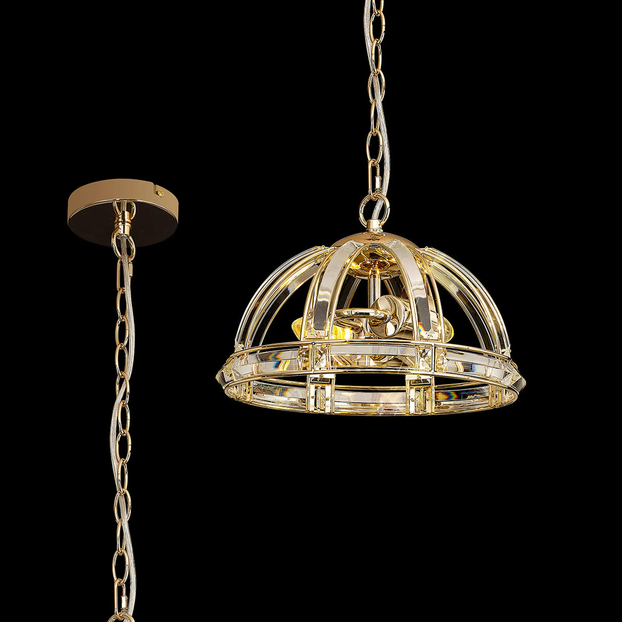 Ellison Small Dome Pendant, 2 x E27, French Gold