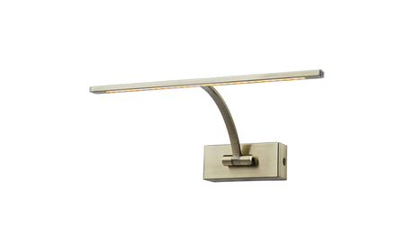 Sohna Small 1 Arm Wall Light/Picture Light, 6W LED, 3000K, Antique Brass