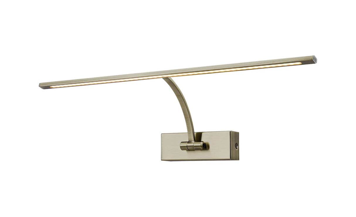 Sohna Large 1 Arm Wall Light/Picture Light, 10W LED, 3000K, Antique Brass