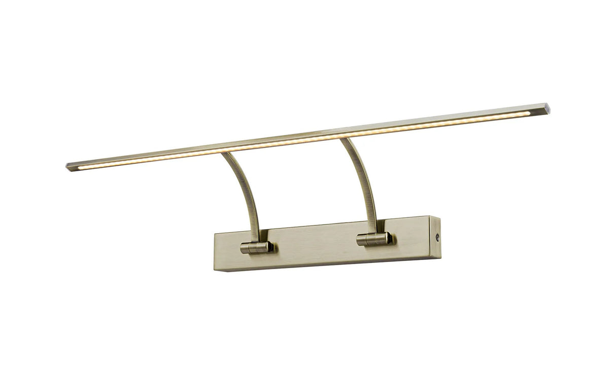Sohna Small 2 Arm Wall Light/Picture Light, 14W LED, 3000K, Antique Brass