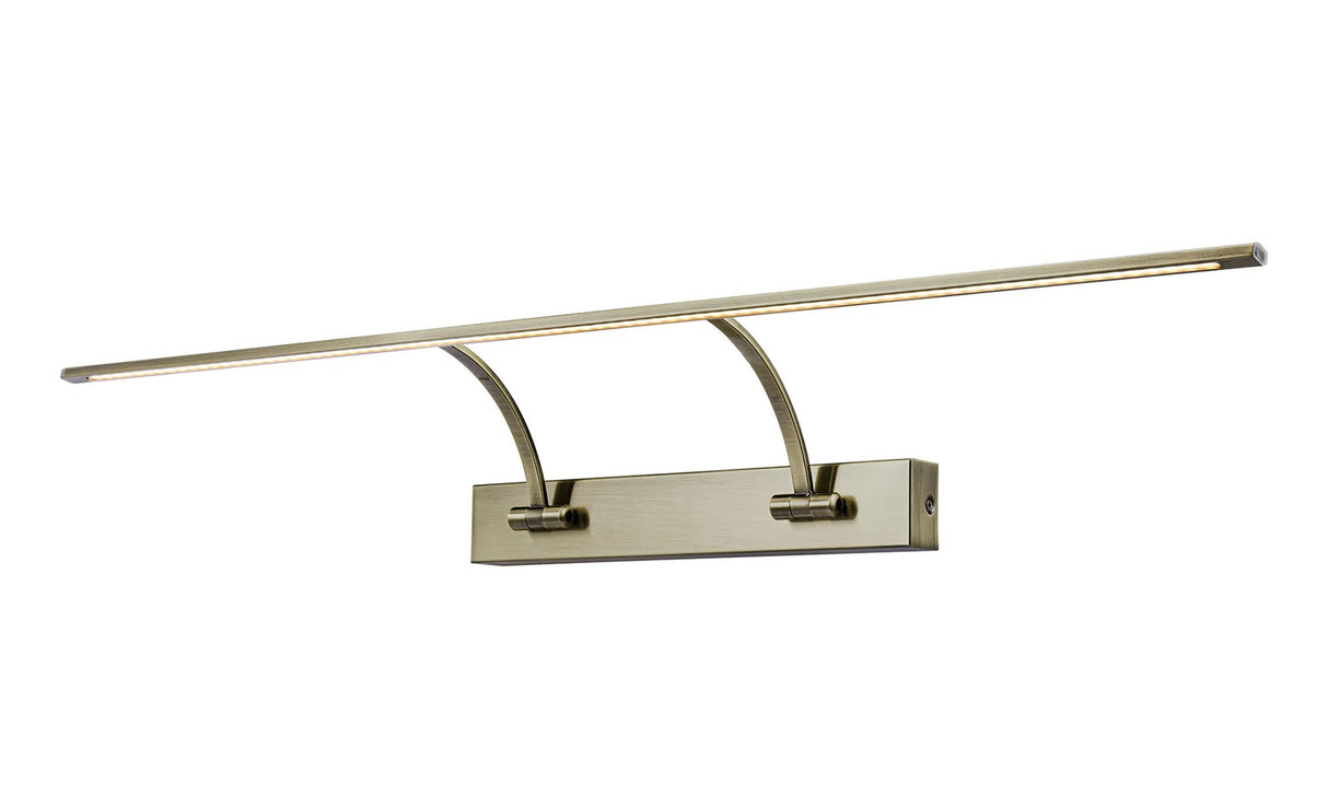 Sohna Large 2 Arm Wall Light/Picture Light, 16W LED, 3000K, Antique Brass