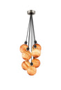 Stevens 45cm Round Cluster Pendant, 7 Light E14 With 15cm Round Dark Pink Marble Effect Glass Shade, Satin Nickel & Satin Black Framework
