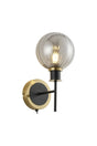 Stevens Switched Wall Light, 1 x E14 With 15cm Round Segment Glass Shade, Brass, Smoke Plated & Satin Black