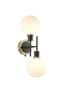 Stevens Switched Wall Light, 2 x E14 With 15cm Round Speckled Glass Shade, Brass, White & Satin Black