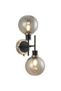 Stevens Switched Wall Light, 2 x E14 With 15cm Round Segment Glass Shade, Satin Nickel, Smoke Plated & Satin Black