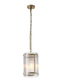 Stuckey 20.5cm Pendant, 1 x E27, Antique Brass / Narrow Ribbed Clear (B) Glass