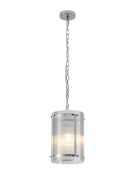 Stuckey 20.5cm Pendant, 1 x E27, Polished Chrome / Narrow Ribbed Clear (B) Glass