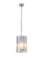Stuckey 20.5cm Pendant, 1 x E27, Polished Chrome / Narrow Ribbed Clear (B) Glass