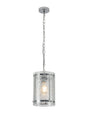 Stuckey 20.5cm Pendant, 1 x E27, Polished Chrome / Cobbled Clear (D) Glass