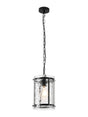 Stuckey 20.5cm Pendant, 1 x E27, Matt Black / Cobbled Clear (D) Glass