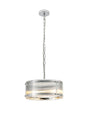 Stuckey 35cm Pendant, 2 x E27, Polished Chrome / Narrow Ribbed Clear (B) Glass