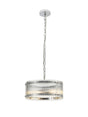 Stuckey 35cm Pendant, 2 x E27, Polished Chrome / Wide Ribbed Clear (C) Glass